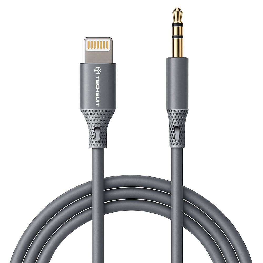Kabel Audio Lightning - 3.5mm Techsuit AC5 SoundFlex, 1m, Szary