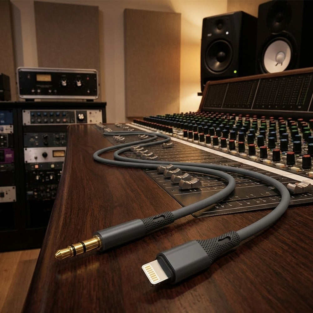 Kabel Audio Lightning - 3.5mm Techsuit AC5 SoundFlex, 1m, Szary