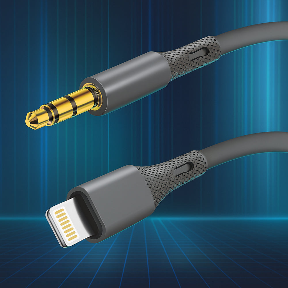 Kabel Audio Lightning - 3.5mm Techsuit AC5 SoundFlex, 1m, Szary