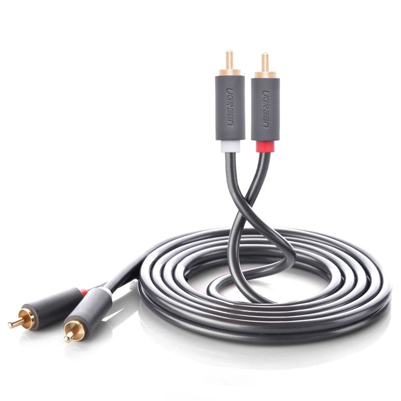 Kabel Audio UGREEN AV104, 2 x RCA - 2 x RCA, 2m, Czarny