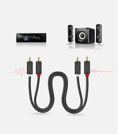 Kabel Audio UGREEN AV104, 2 x RCA - 2 x RCA, 2m, Czarny