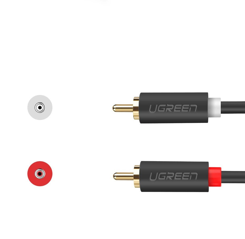 Kabel Audio UGREEN AV104, 2 x RCA - 2 x RCA, 2m, Czarny