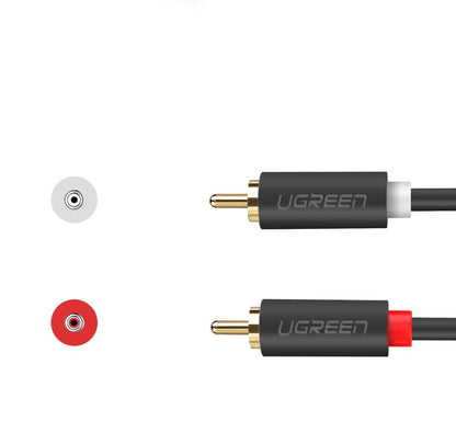 Kabel Audio UGREEN AV104, 2 x RCA - 2 x RCA, 2m, Czarny