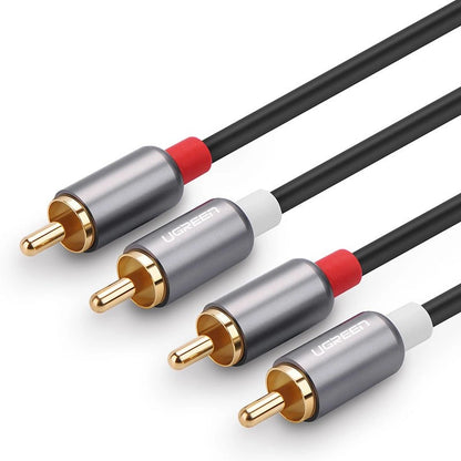 Kabel Audio UGREEN AV104, 2 x RCA - 2 x RCA, 2m, Czarny