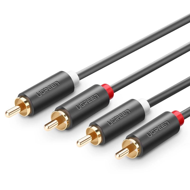 Kabel Audio UGREEN AV104, 2 x RCA - 2 x RCA, 2m, Czarny