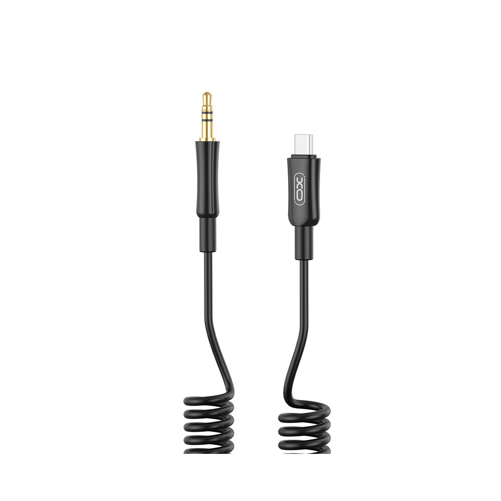 Kabel audio USB-C - 3,5 mm XO Design NB-R255B, 1 m, czarny 