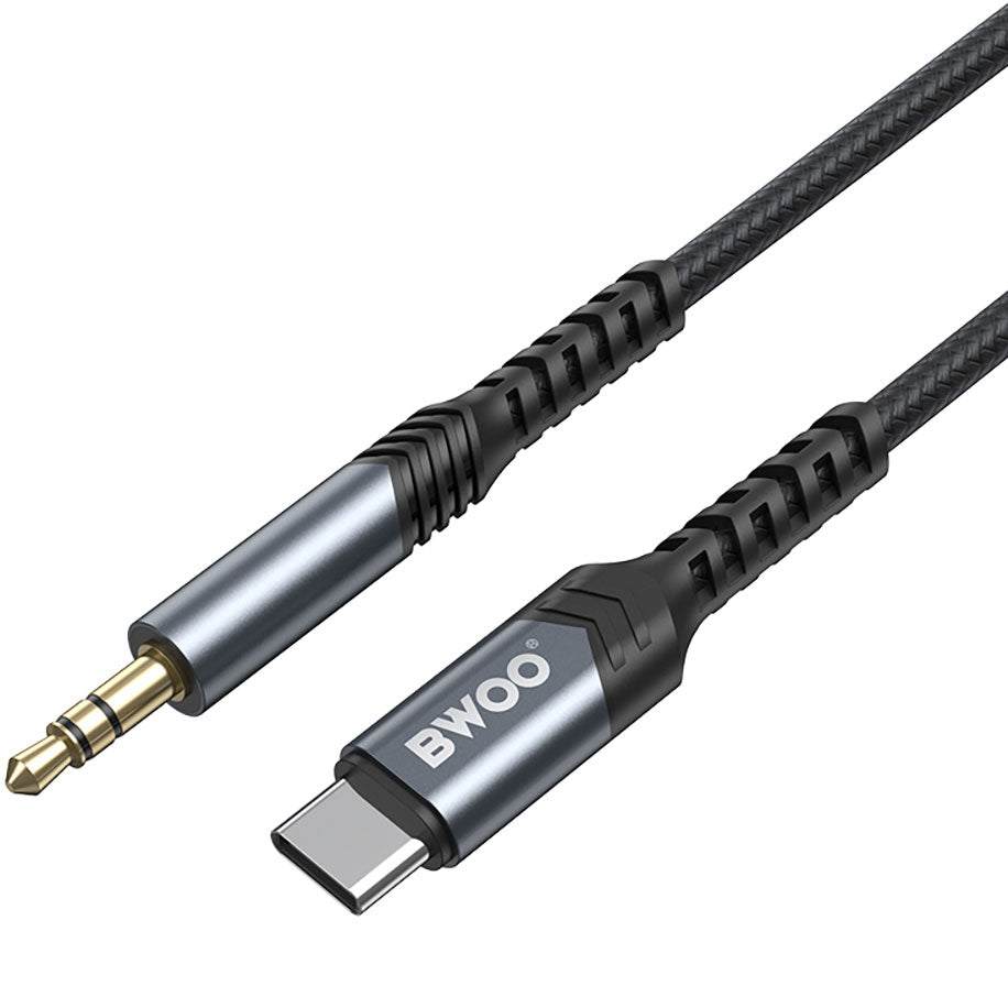 Kabel audio USB-C - 3,5 mm BWOO BO-AUX066, 1,2 m, czarny 