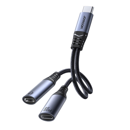 Kabel Audio USB-C - 2 x USB-C Joyroom SY-C03, 0,14m, Czarny