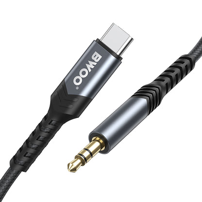 Kabel audio USB-C - 3,5 mm BWOO BO-AUX066, 1,2 m, czarny 