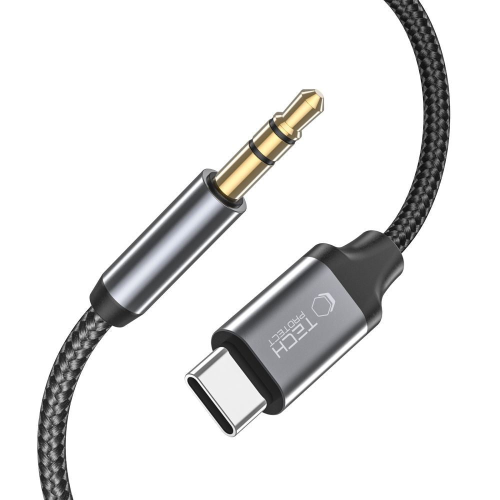 Kabel Audio USB-C - 3.5mm Tech-Protect Ultraboost, 1m, Czarny
