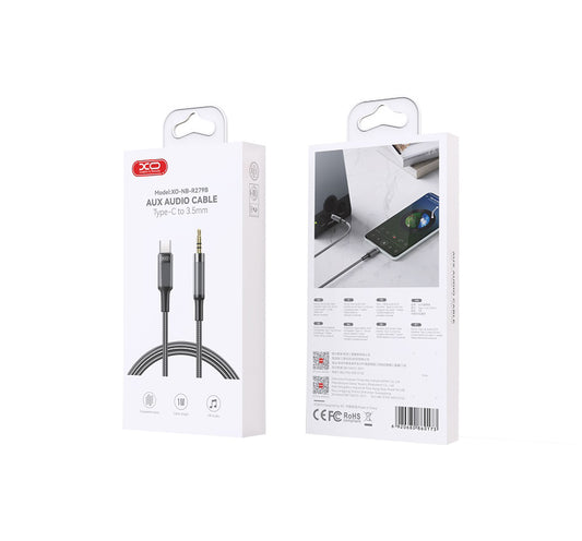Kabel Audio USB-C - 3,5 mm XO Design NB-R279B, 1m, Czarny