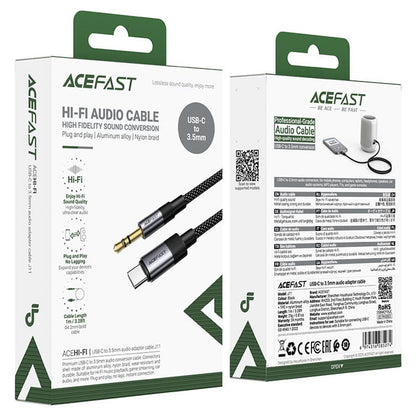 Kabel Audio USB-C - 3.5mm Acefast J11, 1m, Czarny