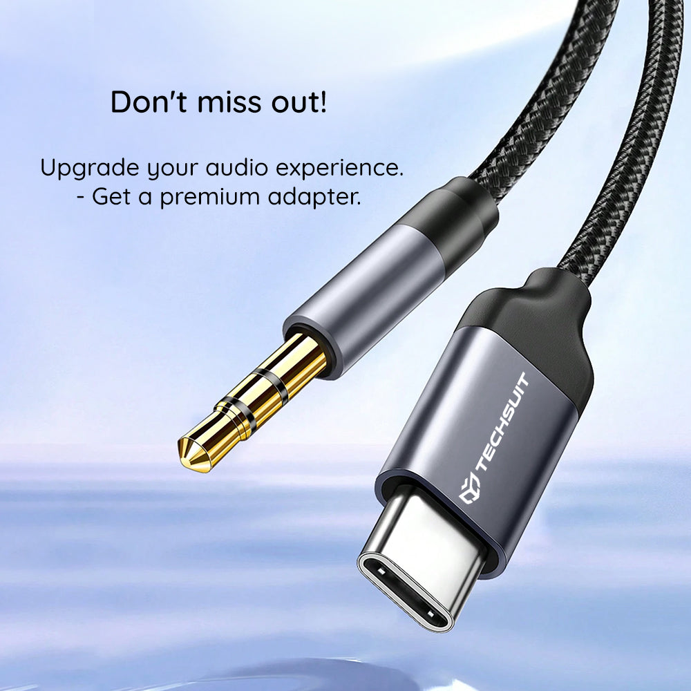 USB-C to 3.5mm Techsuit AC11 FuseXound Audio Cable, 0.5m, Gray