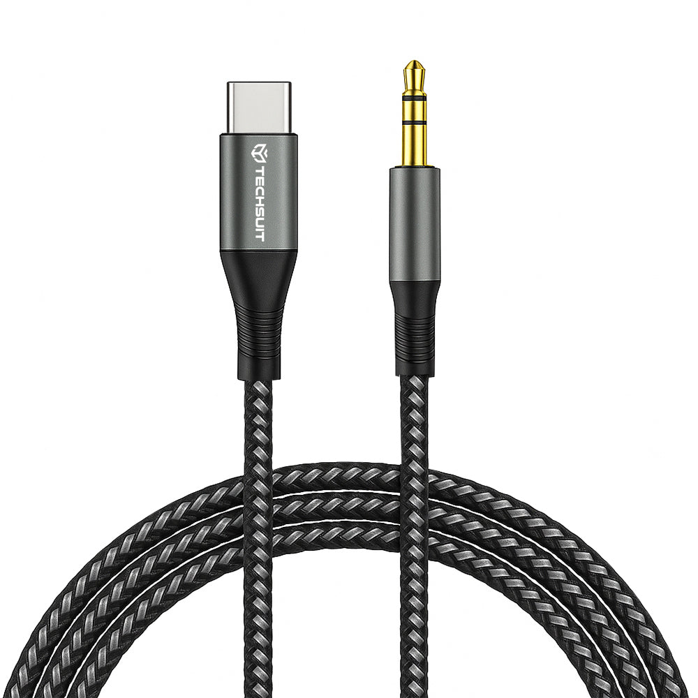 Kabel Audio USB-C - 3.5mm Techsuit AC16 NexaSound, 1m, Szary