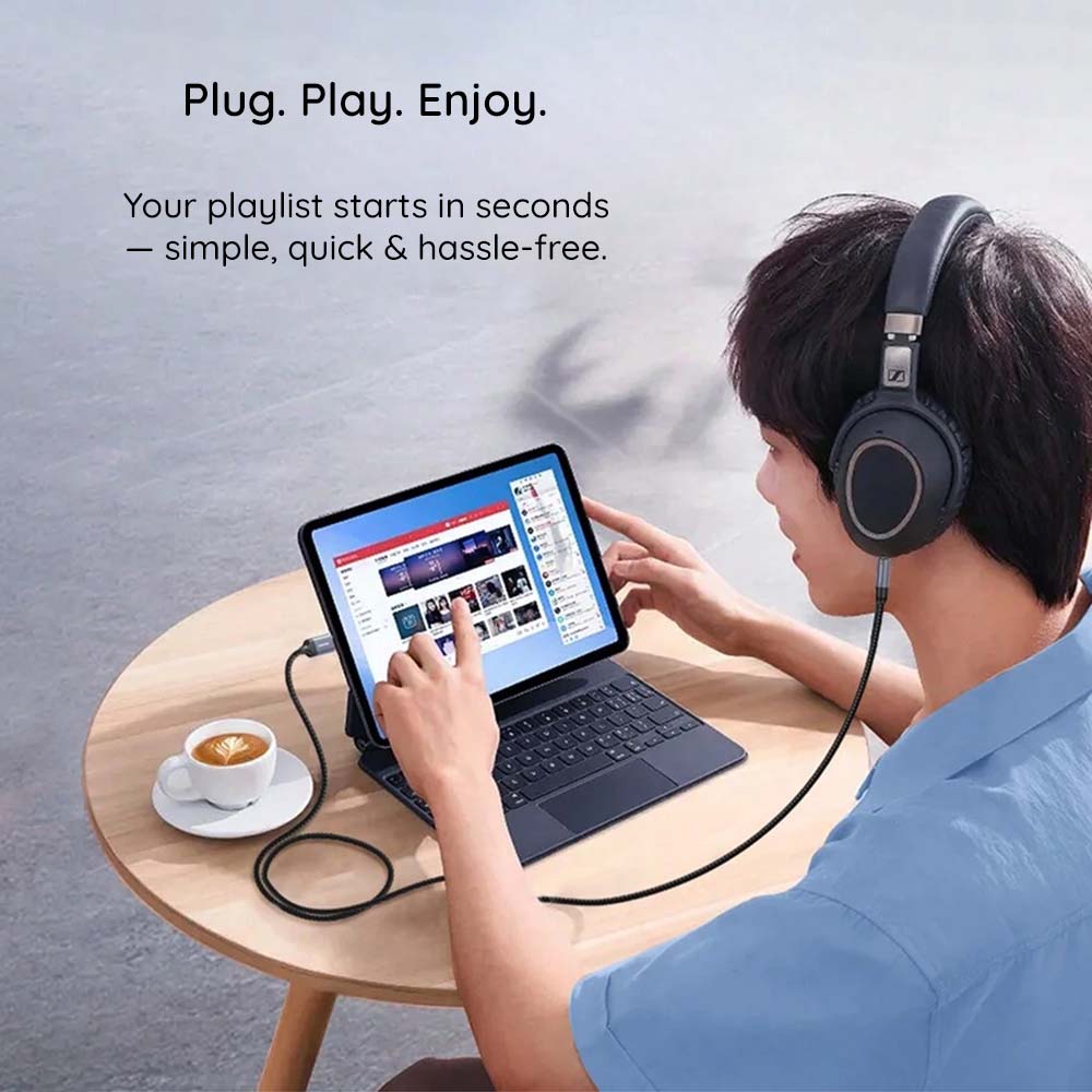 Kabel Audio USB-C - 3.5mm Techsuit AC16 NexaSound, 1m, Szary