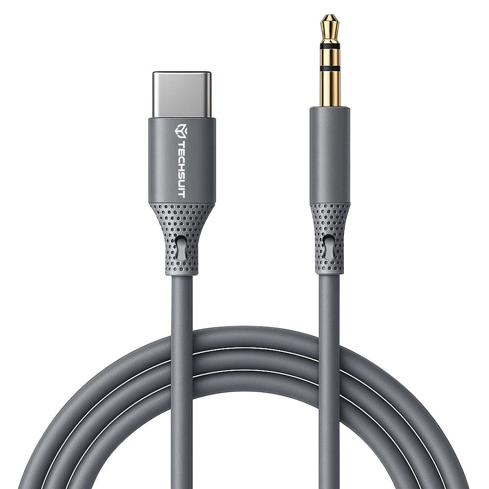 Kabel Audio USB-C - 3.5mm Techsuit AC4 SoundFlex, 1m, Szary