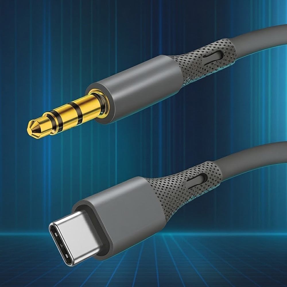 Kabel Audio USB-C - 3.5mm Techsuit AC4 SoundFlex, 1m, Szary