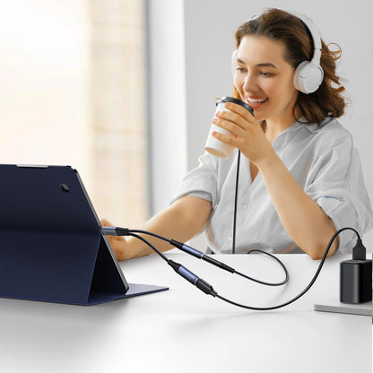 Kabel Audio USB-C - 3,5 mm / USB-C Joyroom SY-C02, 0,14 m, Czarny