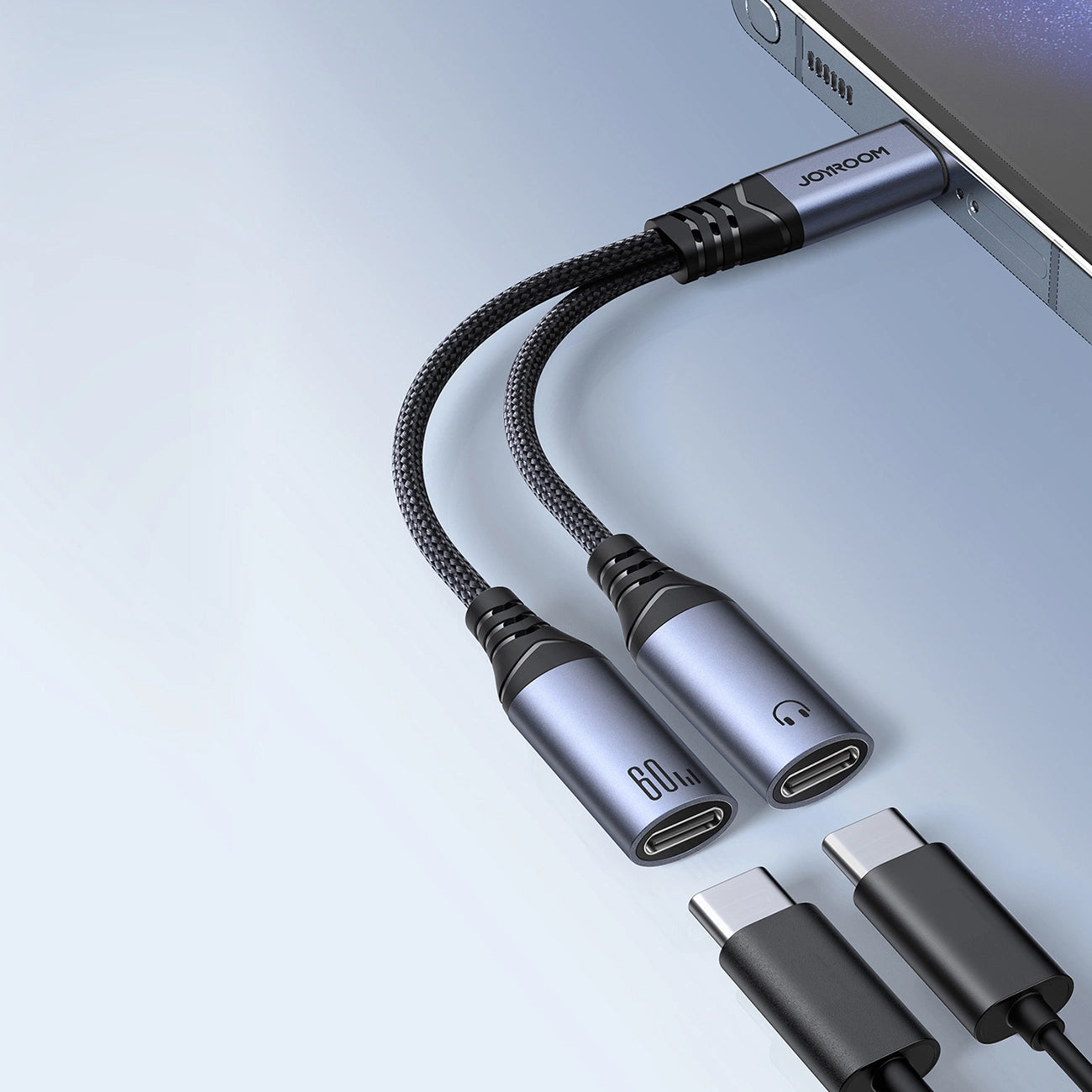 Kabel Audio USB-C - 2 x USB-C Joyroom SY-C03, 0,14m, Czarny