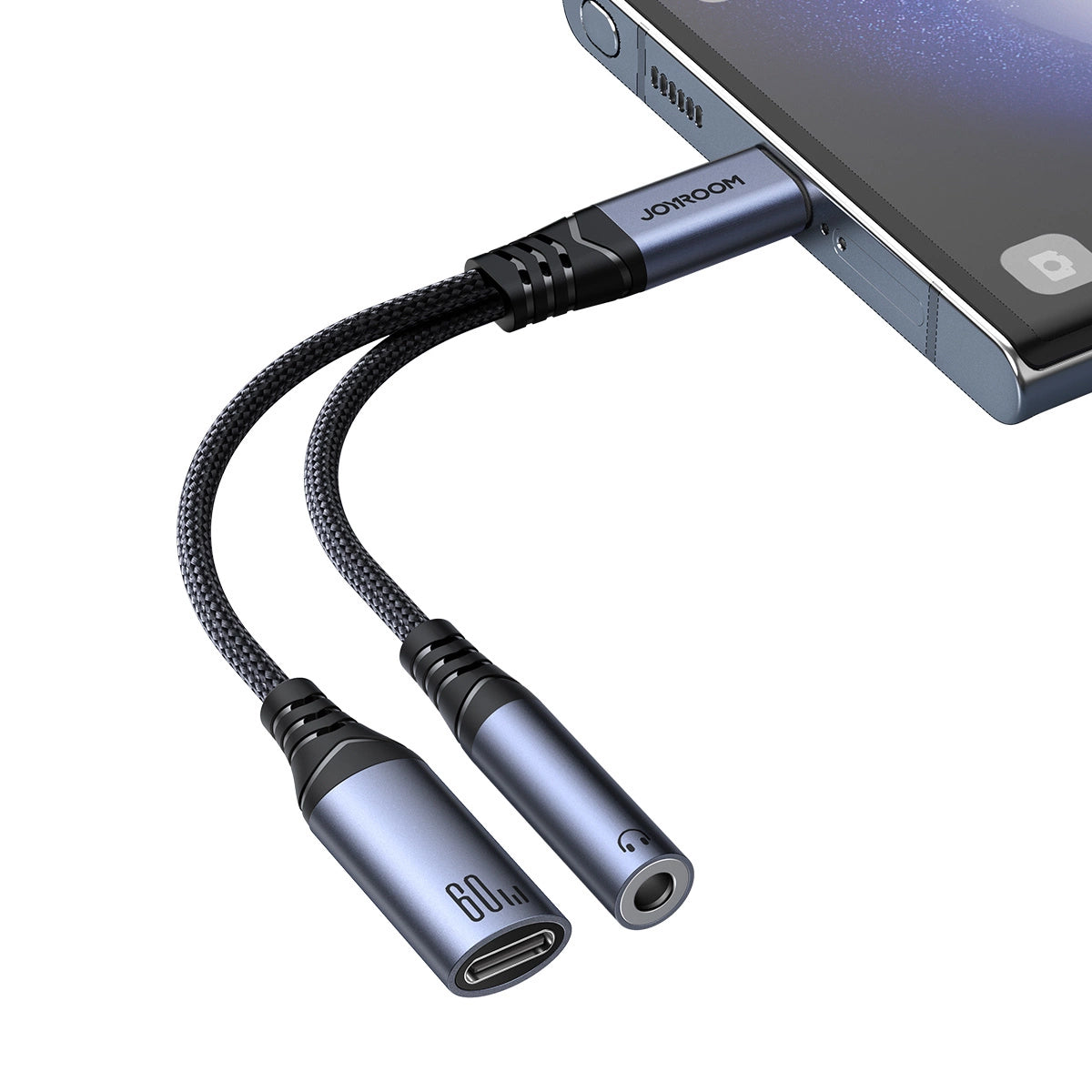 Kabel Audio USB-C - 3,5 mm / USB-C Joyroom SY-C02, 0,14 m, Czarny