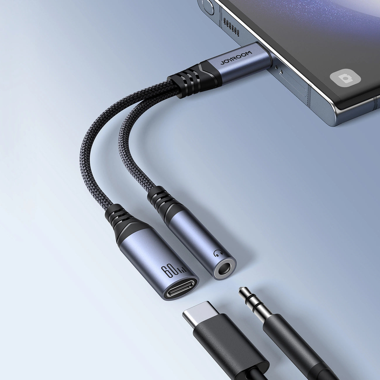 Kabel Audio USB-C - 3,5 mm / USB-C Joyroom SY-C02, 0,14 m, Czarny