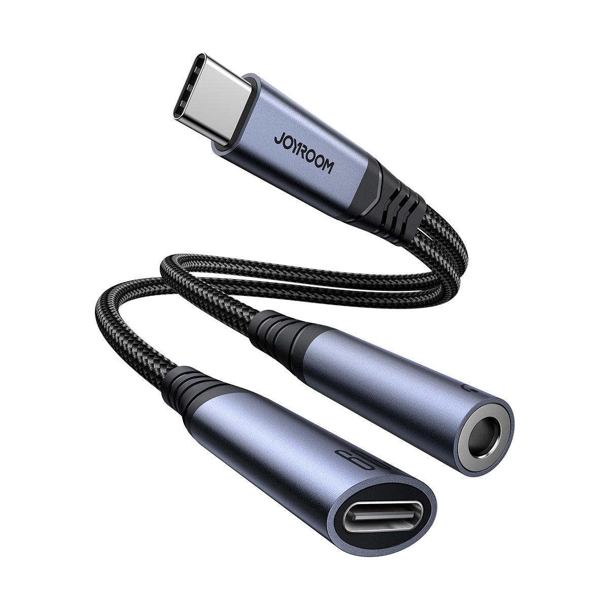 Kabel Audio USB-C - 3,5 mm / USB-C Joyroom SY-C02, 0,14 m, Czarny