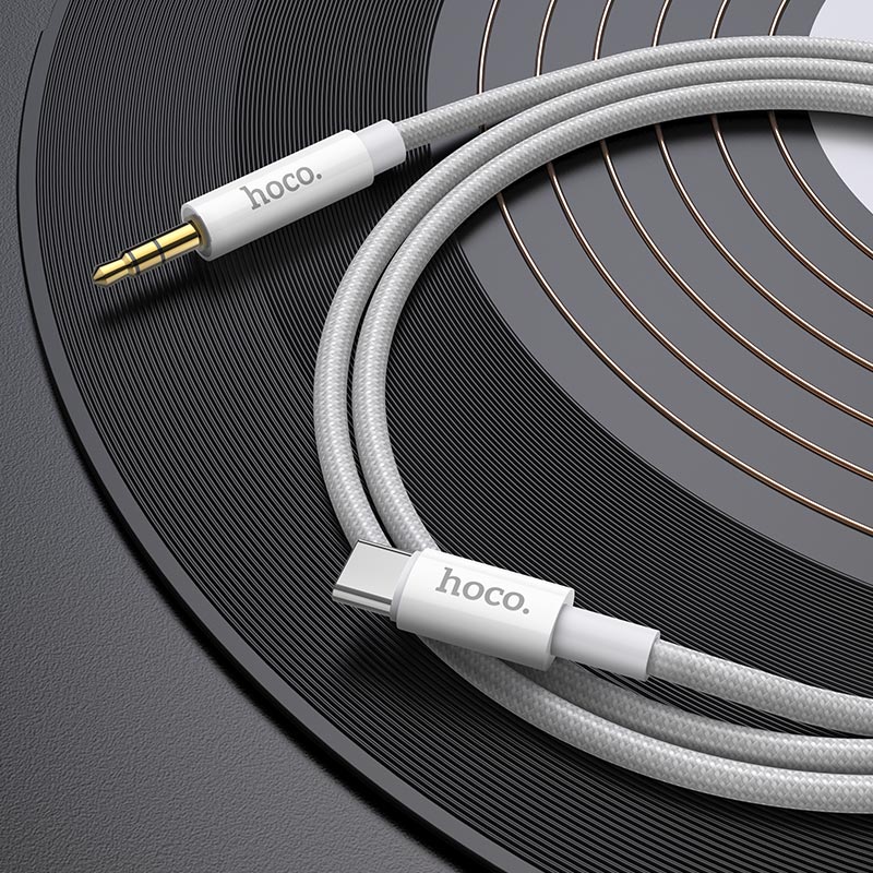 Kabel Audio USB-C - 3,5 mm HOCO UPA19, 1m, Srebrny