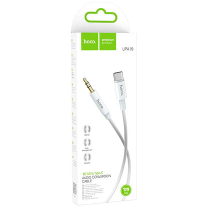 Kabel Audio USB-C - 3,5 mm HOCO UPA19, 1m, Srebrny