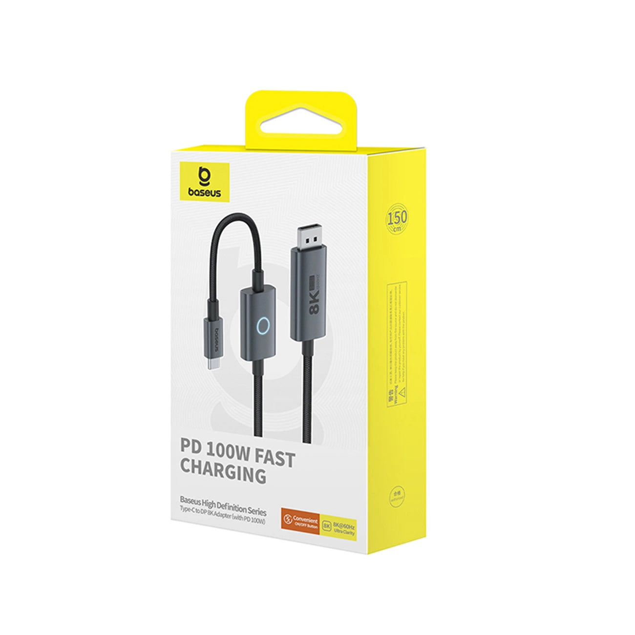 Kabel audio i wideo USB-C - DisplayPort Baseus, 8K, 1,5 m, 1,5 m, czarny B006337070D111-02