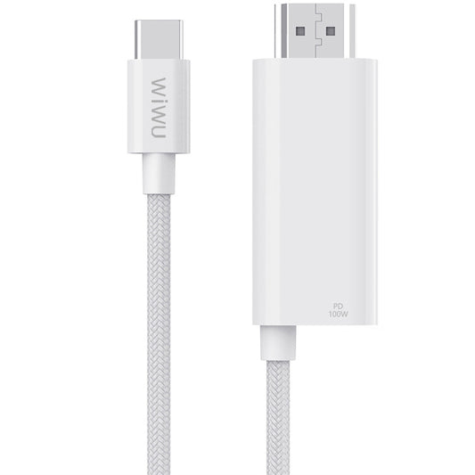 Kabel audio-wideo USB-C - HDMI WiWu Wi-PS001, 1,8 m, biały