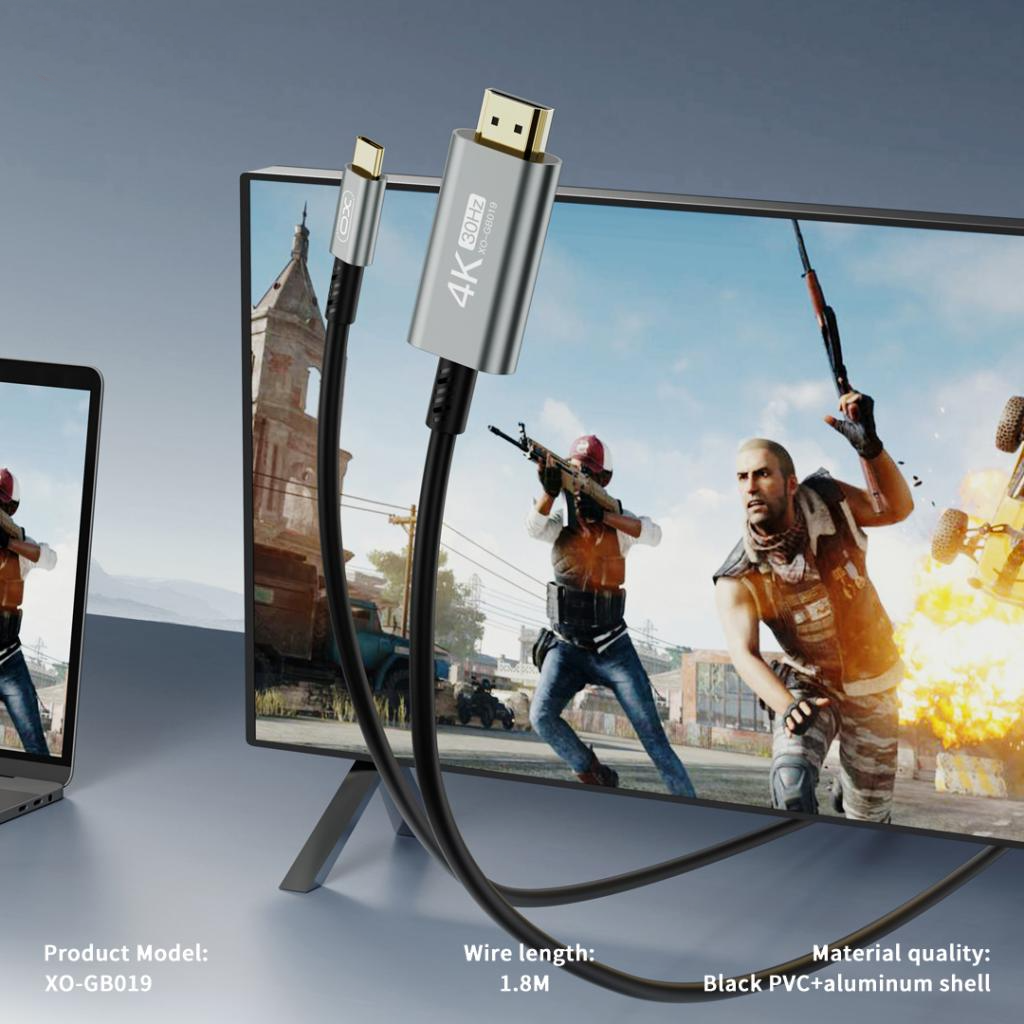 Kabel Audio i Video USB-C - HDMI XO Design GB019, 1.8m, Czarny