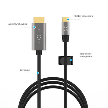 Kabel Audio i Video USB-C - HDMI Fixed, 2m, Szary