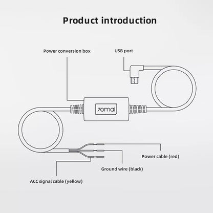 Zestaw Hardwire 70mai Midrive UP02, microUSB, 3m