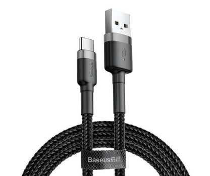 Kabel do transmisji danych i ładowania USB-A - USB-C Baseus Cafule, 18 W, 2 m, szary CATKLF-CG1