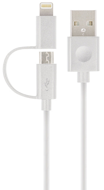 Forever MFi 2w1 USB-A - Lightning / microUSB Forever MFi 2w1, 18W, 1m, biały