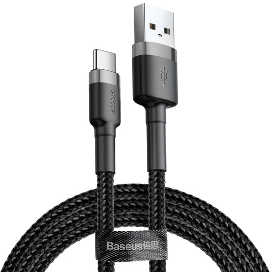 Kabel do transmisji danych i ładowania USB-A - USB-C Baseus Cafule, 60W, 1m, szary CATKLF-BG1 CATKLF-BG1