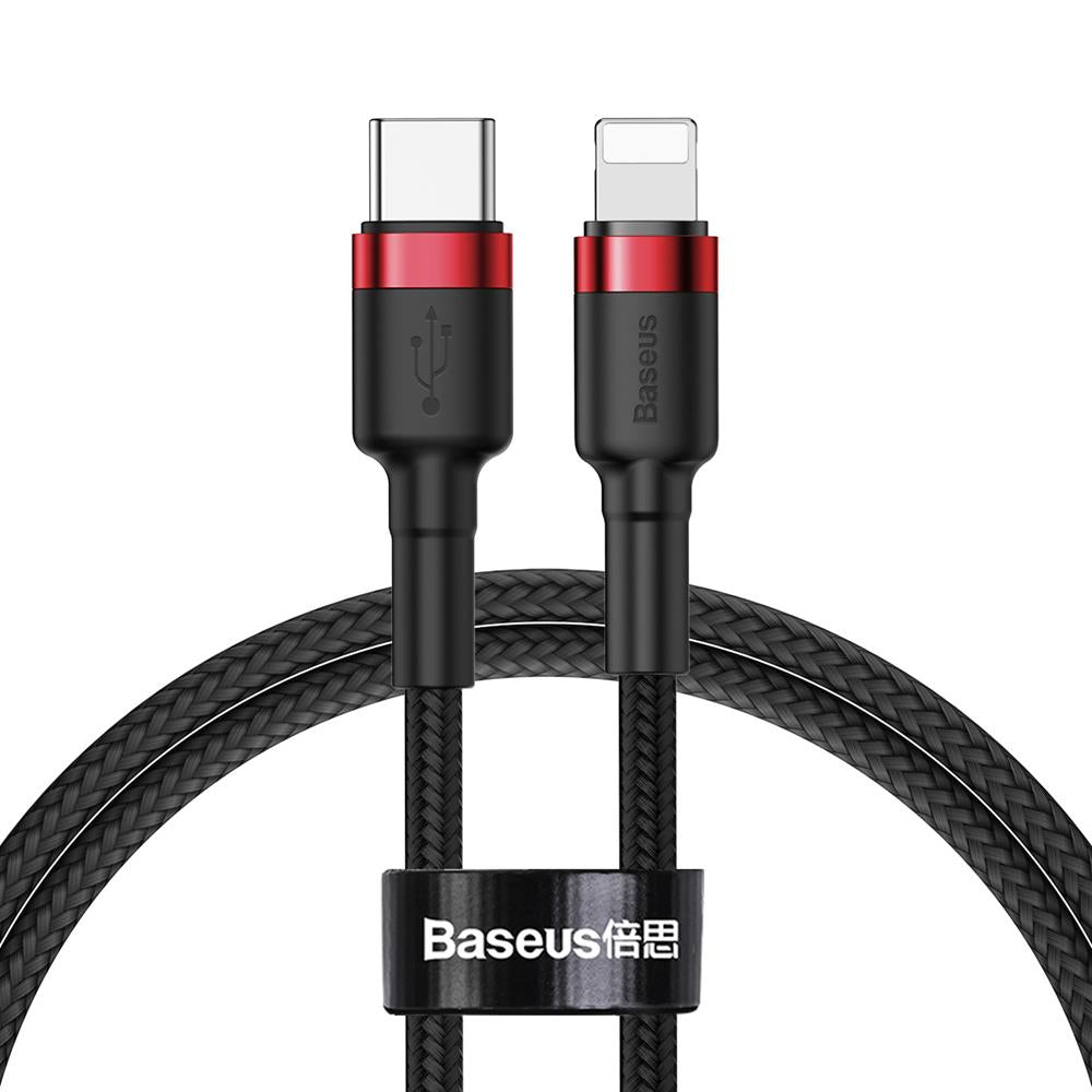 Kabel do ładowania i transmisji danych USB-C - Lightning Baseus Cafule, 18 W, 1 m, czerwony CATLKLF-91