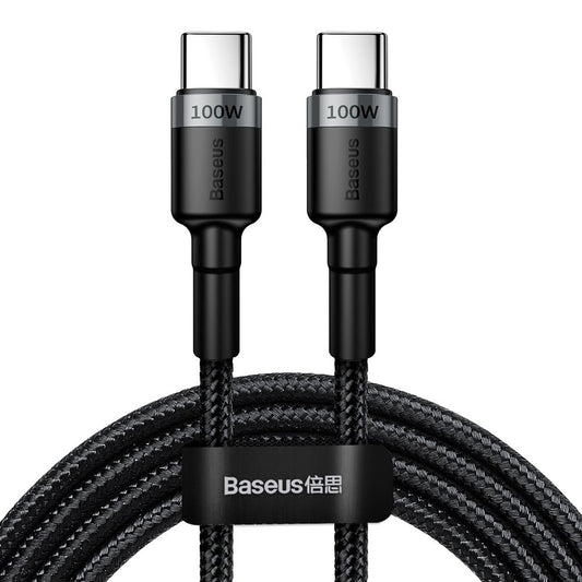 Kabel USB-C do ładowania i transmisji danych - USB-C Baseus Cafule, 100 W, 2 m, szary CATKLF-ALG1