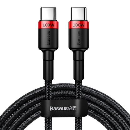 Kabel USB-C do ładowania i transmisji danych - USB-C Baseus Cafule, 100 W, 2 m, czerwony CATKLF-AL91