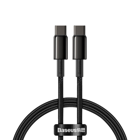 Kabel USB-C do ładowania i transmisji danych - USB-C Baseus Tungsten Gold, 100 W, 1 m, czarny CATWJ-01 CATWJ-01