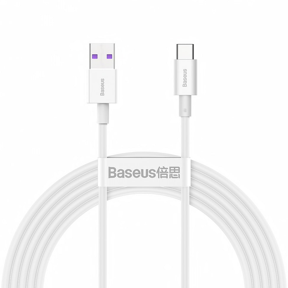 Kabel do ładowania i transmisji danych USB-A - USB-C Baseus Superior Series, 66 W, 2 m, biały CATYS-A02