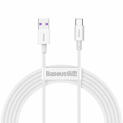 Kabel do ładowania i transmisji danych USB-A - USB-C Baseus Superior Series, 66 W, 2 m, biały CATYS-A02