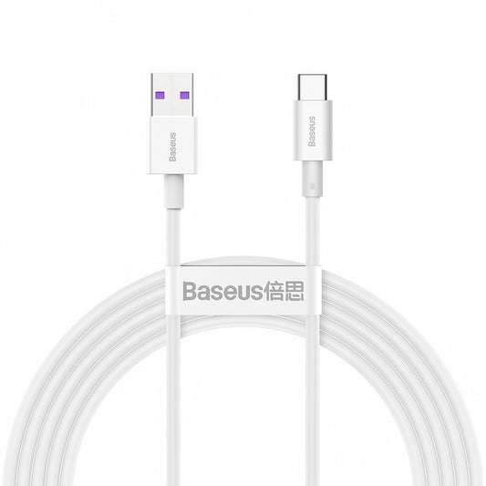 Kabel do ładowania i transmisji danych USB-A - USB-C Baseus Superior Series, 66 W, 2 m, biały CATYS-A02