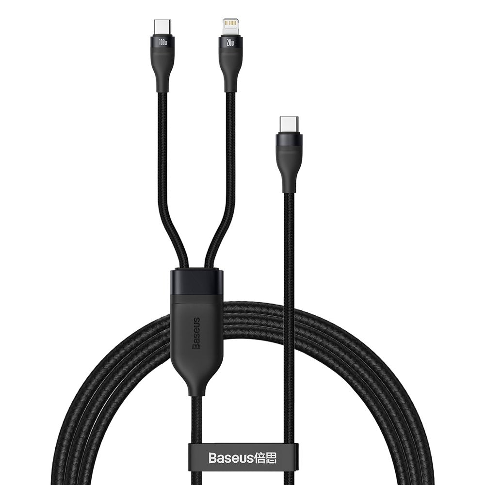 Kabel do danych i ładowania USB-C - Lightning / USB-C Baseus Flash Series 2w1, 100W, 1.2m, Czarny CA1T2-F01