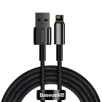 Kabel Baseus Tungsten Gold USB do Lightning do ładowania i transmisji danych, 2 m, 2,4 A, czarny CALWJ-A01 