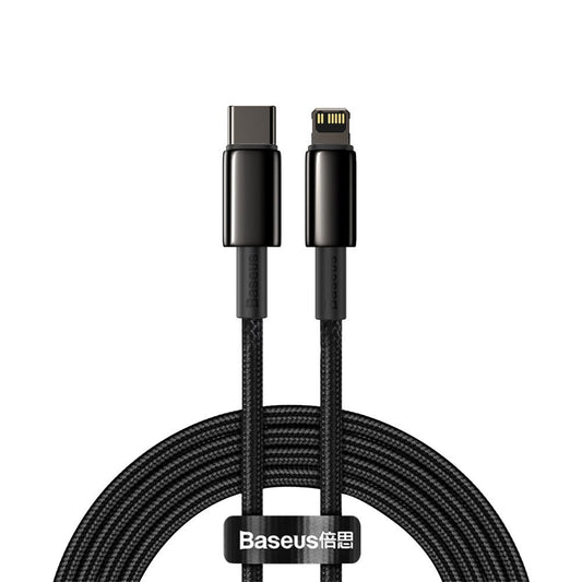 Kabel do ładowania i transmisji danych USB-C - Lightning Baseus Tungsten Tungsten Gold, 20 W, 2 m, czarny CATLWWJ-A01