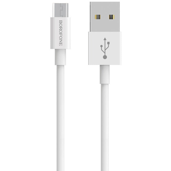 Kabel do ładowania i transmisji danych USB-A - microUSB Borofone Bloom BX22, 18W, 1m, biały