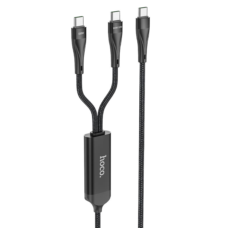 Kabel USB-C do ładowania i transmisji danych - USB-C HOCO U102 Super, 100 W, 1,2 m, czarny