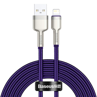 Kabel do danych i ładowania USB-A - Lightning Baseus Cafule Metal Series, 18W, 2m, Fioletowy CALJK-B05