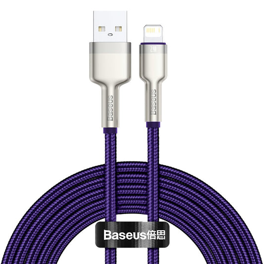Kabel do danych i ładowania USB-A - Lightning Baseus Cafule Metal Series, 18W, 2m, Fioletowy CALJK-B05